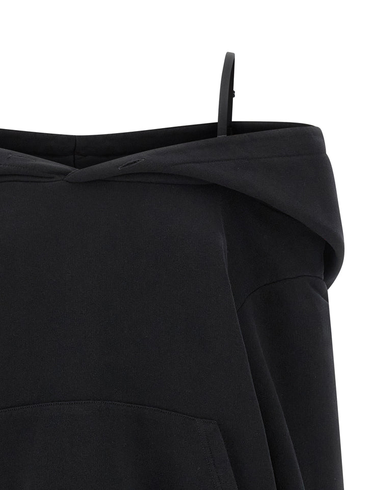Mm6 Maison Margiela Off-Shoulder Hoodie Felpe - Nero | 047da51eefcc2cbc14e182c6bc5d0a7343307ec1