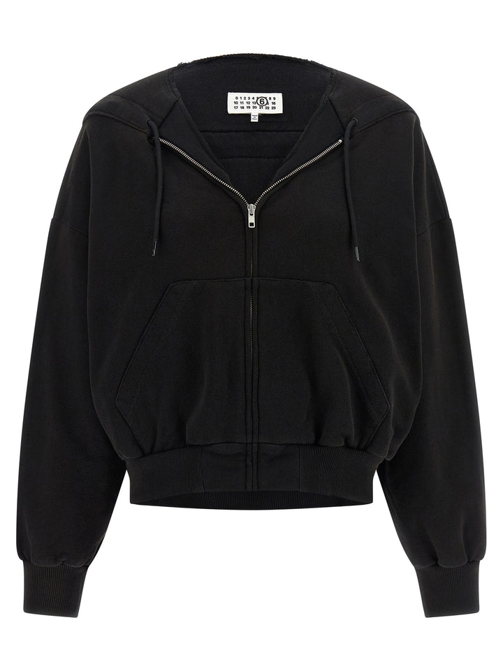 Mm6 Maison Margiela Trompe L'oeil Hoodie Felpe - Nero | 903b5117c68b0413833765387a45daebb9fe50df