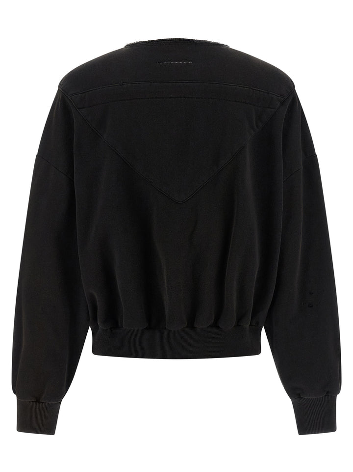 Mm6 Maison Margiela Trompe L'oeil Hoodie Felpe - Nero | 4a42b53d50423ec3213f4ecc0b65571d19e8b40c