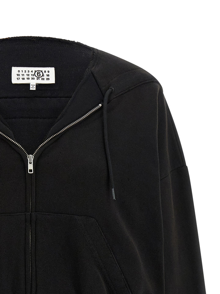 Mm6 Maison Margiela Trompe L'oeil Hoodie Felpe - Nero | 7256365481d9a15f6a36802dd79b6189d474f9dc