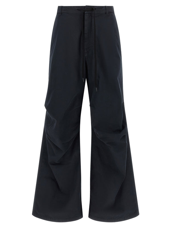 White Stitch Line Pantaloni Blu