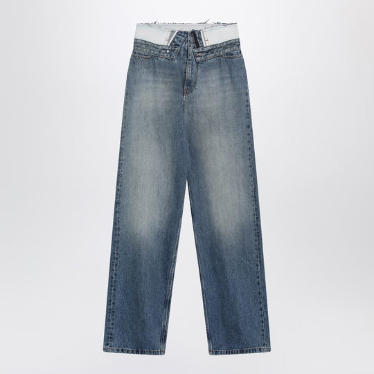 Light Blue Washed Jeans With Layered Waistband