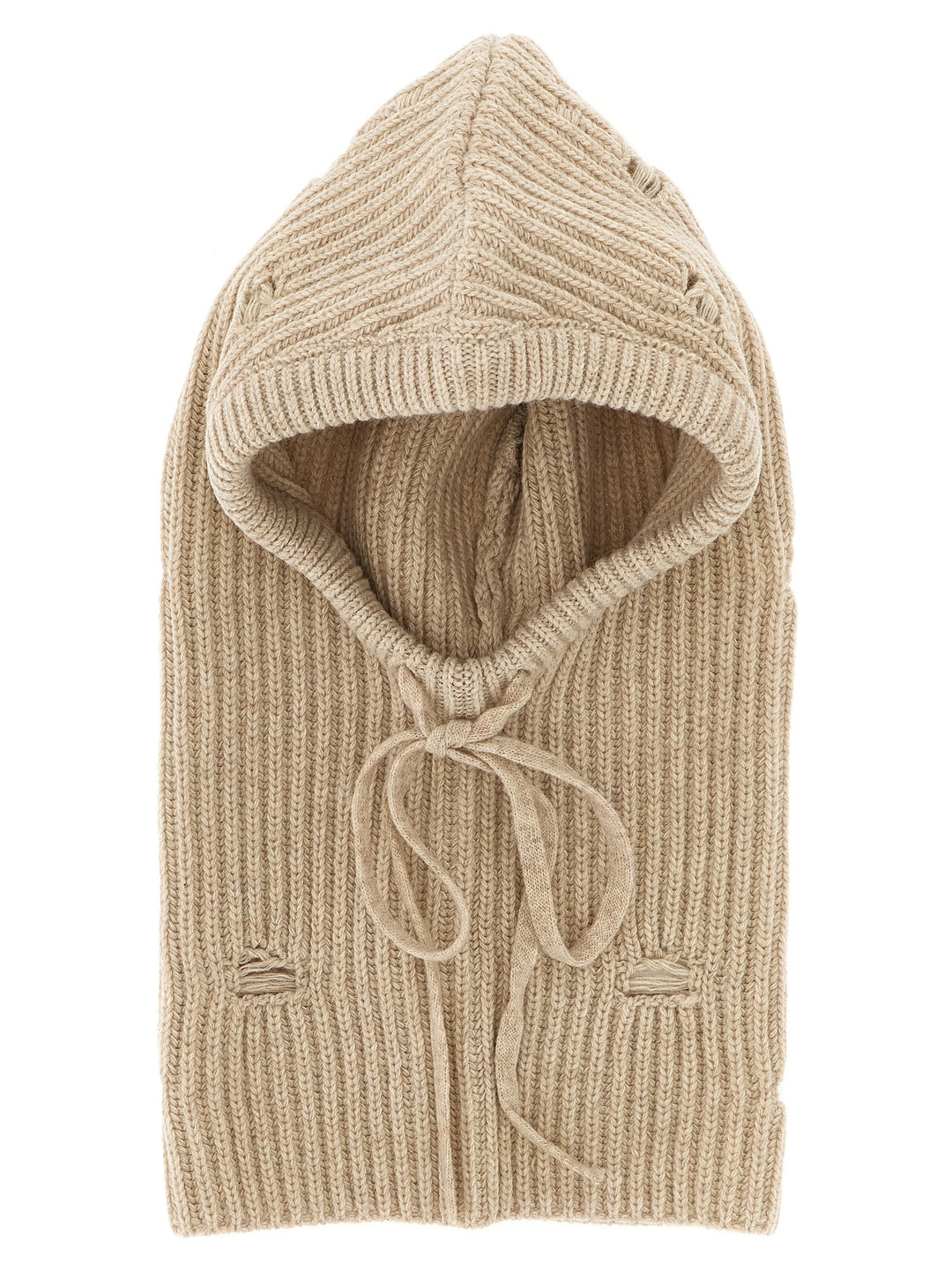 Mm6 Maison Margiela Distressed Wool Balaclava Cappelli - Beige | 968793f7d2de693c5543bdd694079219eb3dc945
