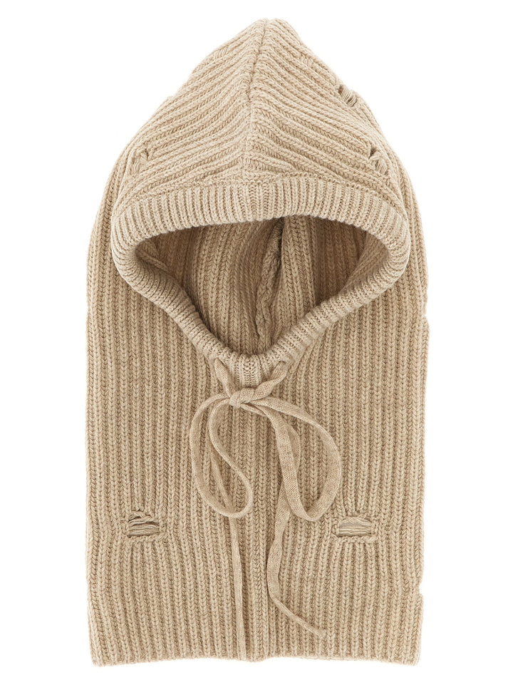 Mm6 Maison Margiela Distressed Wool Balaclava Cappelli - Beige | 968793f7d2de693c5543bdd694079219eb3dc945