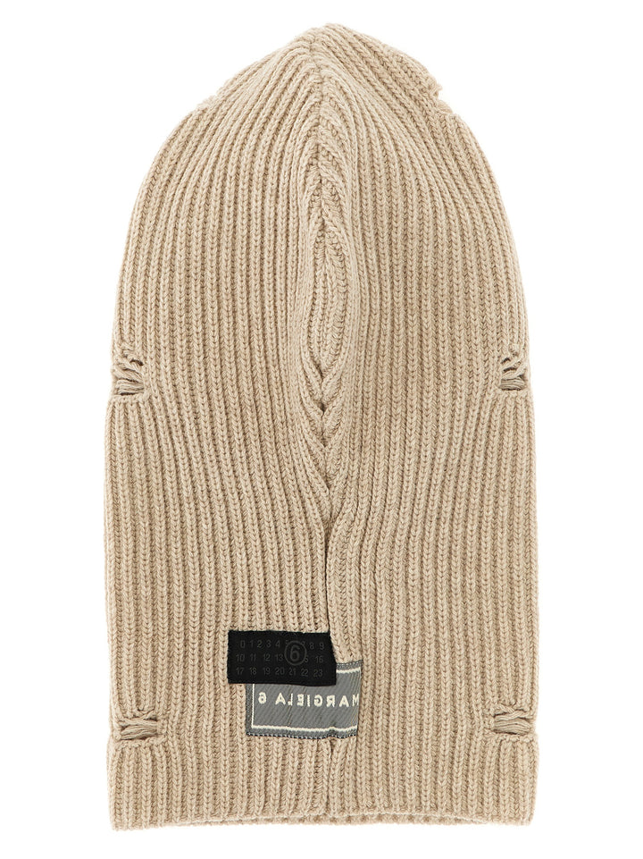 Mm6 Maison Margiela Distressed Wool Balaclava Cappelli - Beige | 8e44e3342ce77bc6e6fcf98d2b0eab391b9f8a06