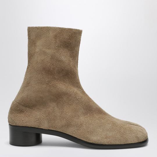 Beige Suede Tabi Ankle Boots