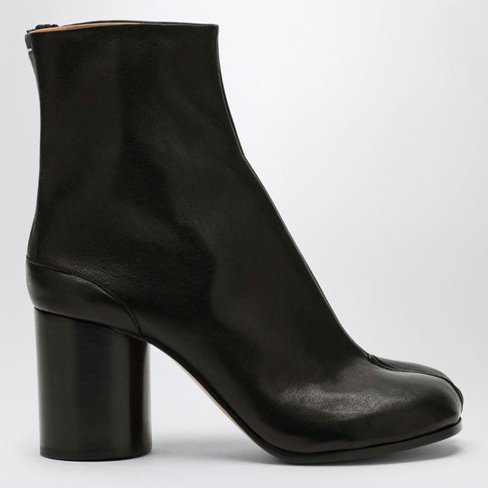 Black Leather Tabi Ankle Boots