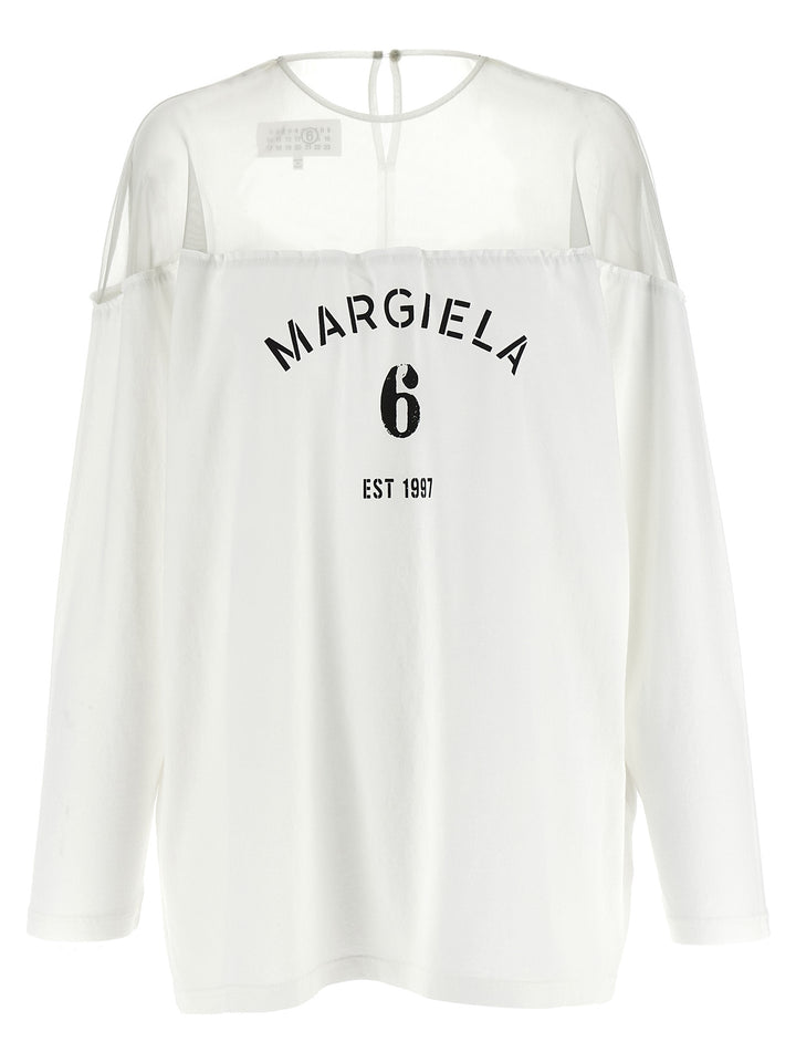 Mm6 Maison Margiela Tulle Insert T shirt - Bianco | c3cf1a011384aa5ee013cd9c8139bad336c5c61a