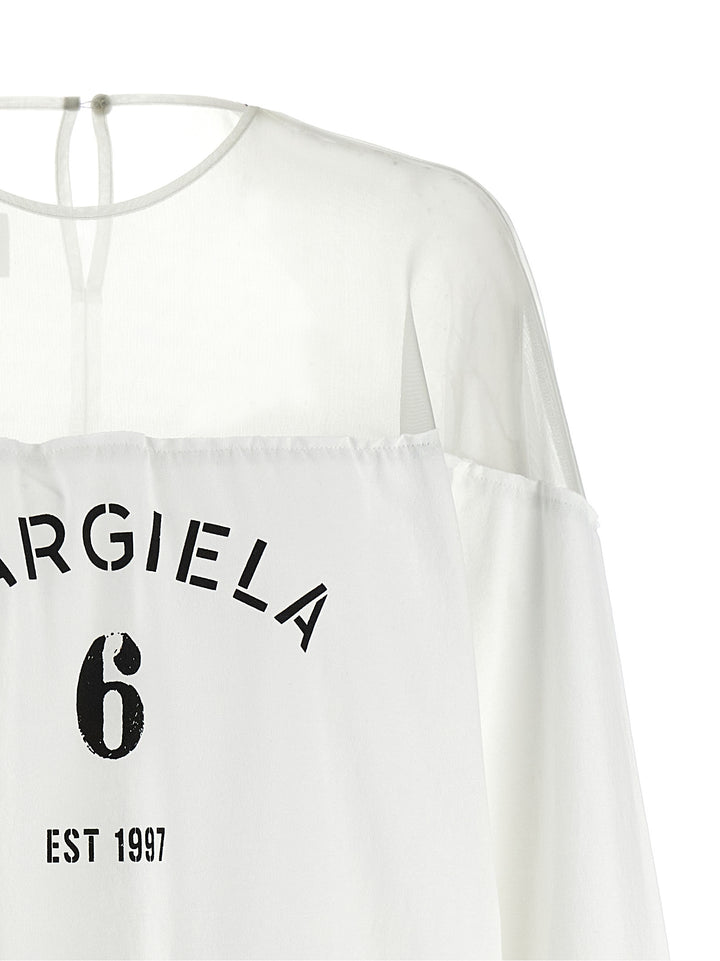 Mm6 Maison Margiela Tulle Insert T shirt - Bianco | 550fde8ee1a3cd0ee136bc1750b1206b3830358e
