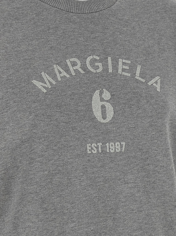Mm6 Maison Margiela Logo Print Felpe - Grigio | d268dc869fb43a036c72eb292ee968bf74dbec97