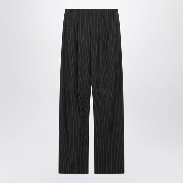 Pantaloni Sartoriali Grigi Wide-Leg In Misto Lana