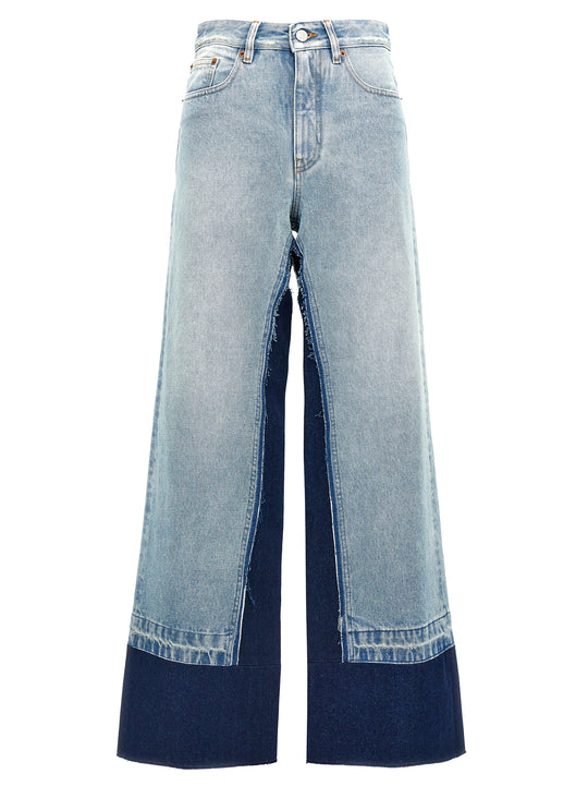 Contrast Insert Jeans Celeste