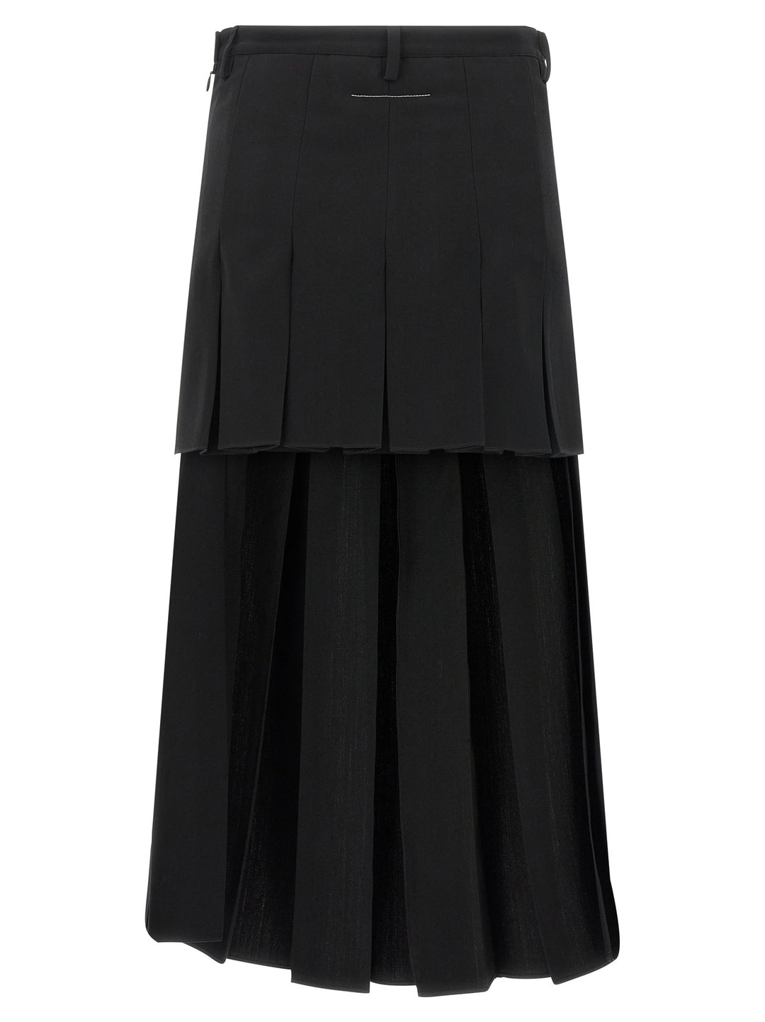 Mm6 Maison Margiela Overlapping Pleated Skirt Gonne - Nero | 98e3516ea450c78df1981bd2abca8f2990574bd4