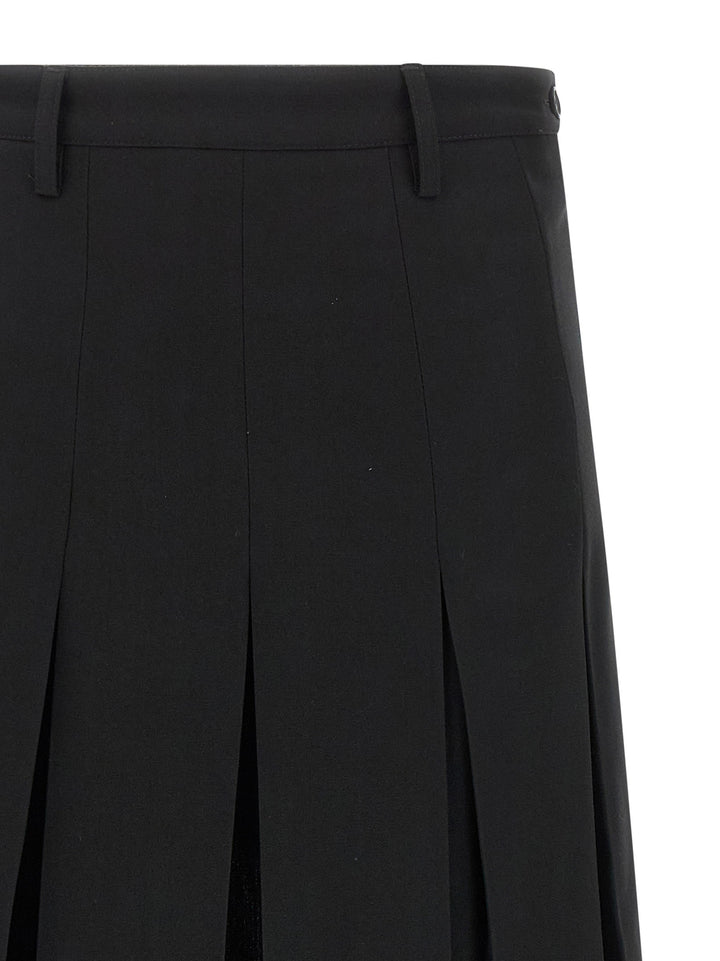 Mm6 Maison Margiela Overlapping Pleated Skirt Gonne - Nero | 7d4235d9487e6b1685a6083dd96b842356bd393b
