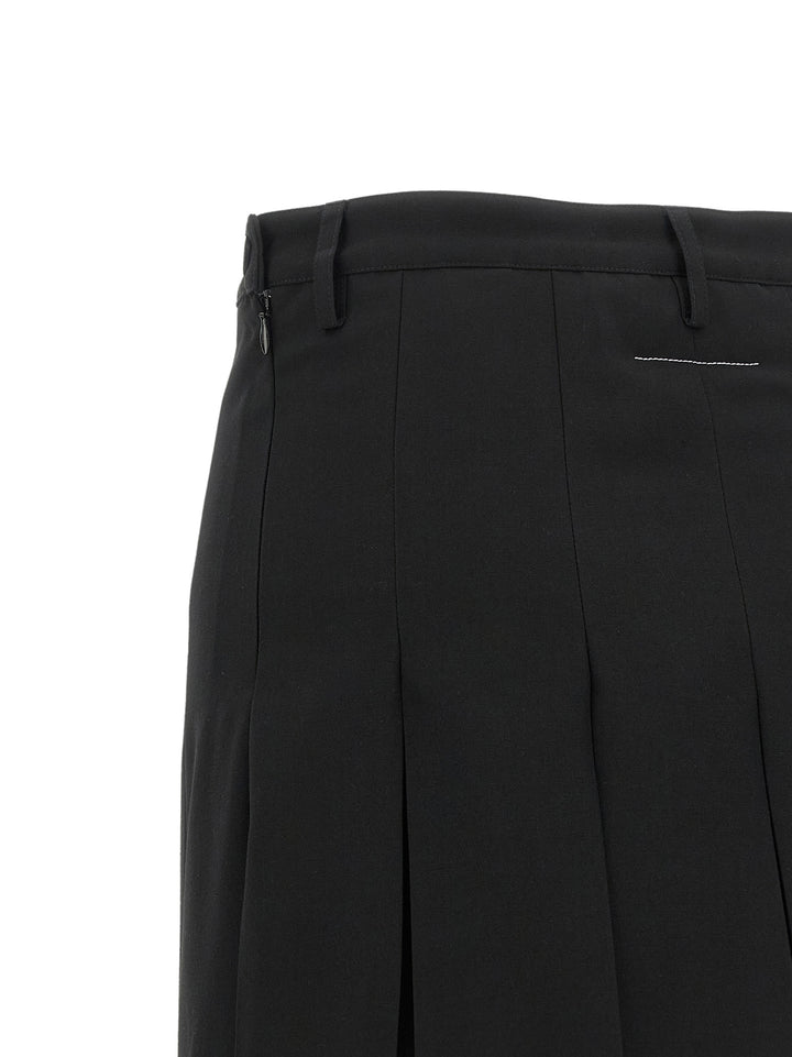 Mm6 Maison Margiela Overlapping Pleated Skirt Gonne - Nero | a16d9eeaf49807e557a234694a43a0fd39d79016