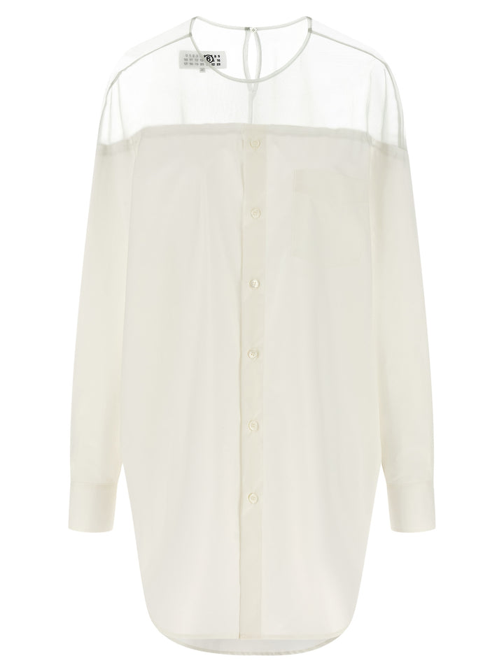 Mm6 Maison Margiela Tulle Insert Shirt Camicie - Bianco | fbe6cc27eb8a1a20e32d4a7646e1dd57c6cf27fc