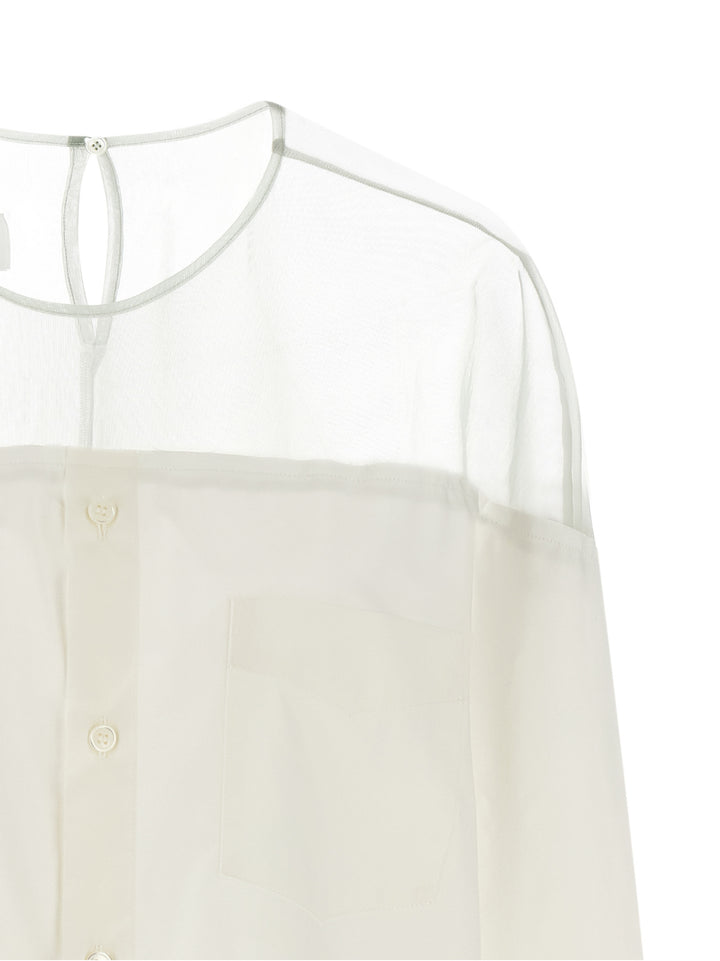 Mm6 Maison Margiela Tulle Insert Shirt Camicie - Bianco | dd2c7bf6574188f15cdcc1e9b3349a6f451268f3