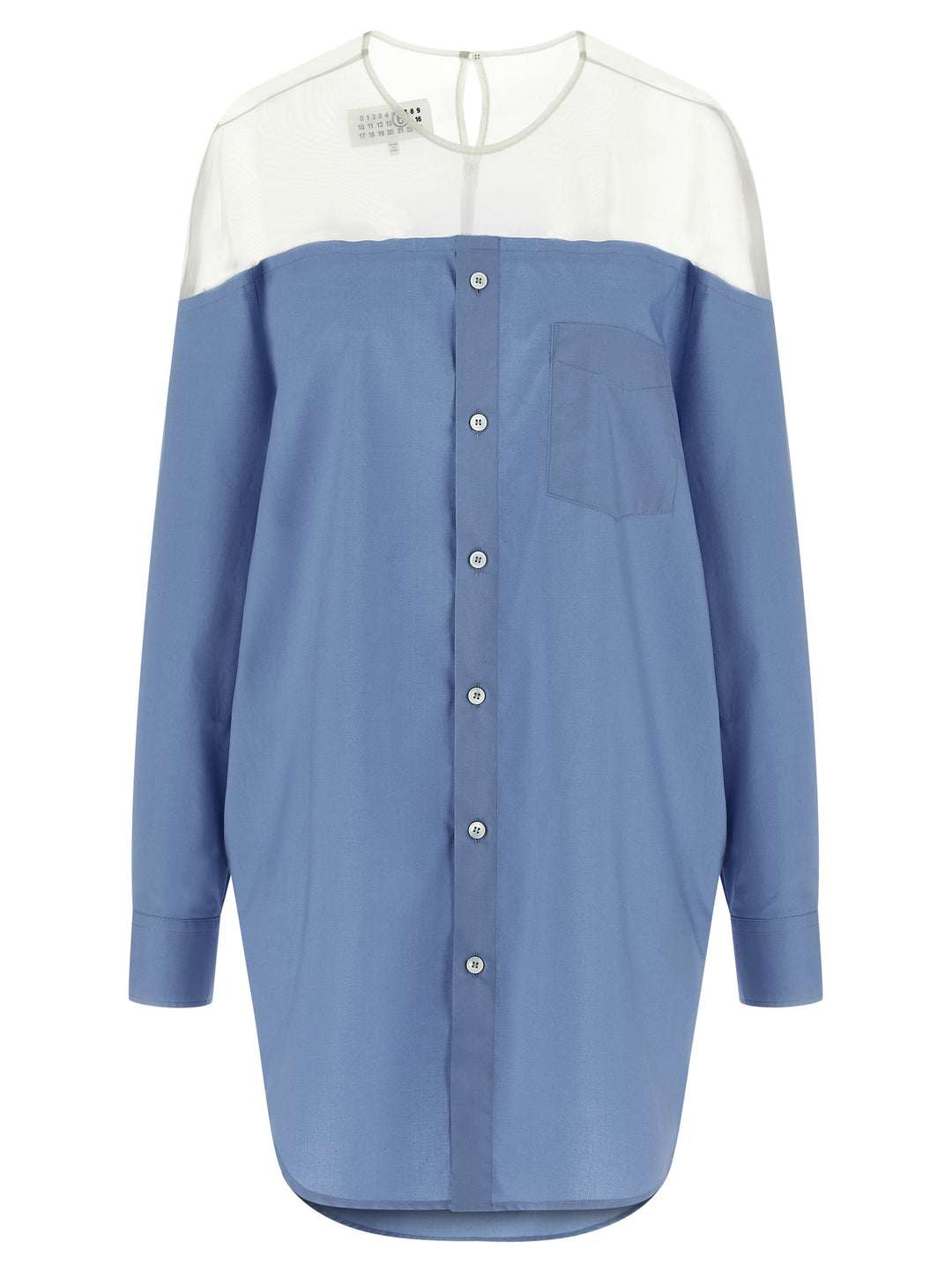 Mm6 Maison Margiela Tulle Insert Shirt Camicie - Celeste | 876f6667245f2ec712f93b418717f0e09ef15707