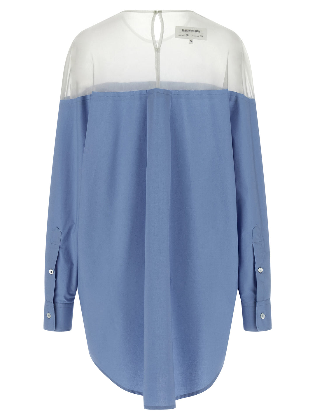 Mm6 Maison Margiela Tulle Insert Shirt Camicie - Celeste | b649f34680c9907f1434ca9a20c357f337a8d410