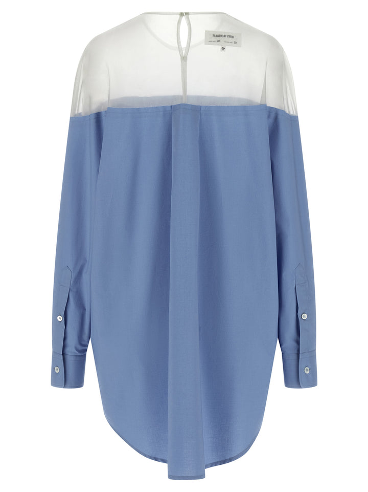 Mm6 Maison Margiela Tulle Insert Shirt Camicie - Celeste | b649f34680c9907f1434ca9a20c357f337a8d410