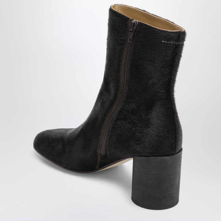 MM6 Maison Margiela Bottines En Peau De Poney Marron Foncé