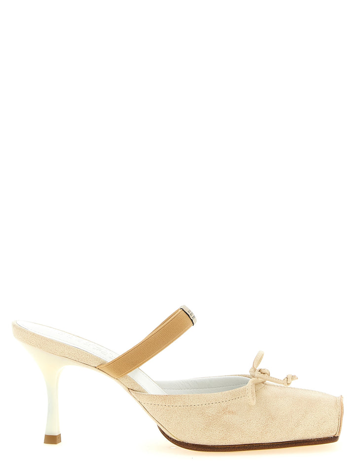 Mm6 Maison Margiela Square Toe Mules Decollete - Beige | 020073f2d07feda69c7d67e64ae73884ed77b6ed
