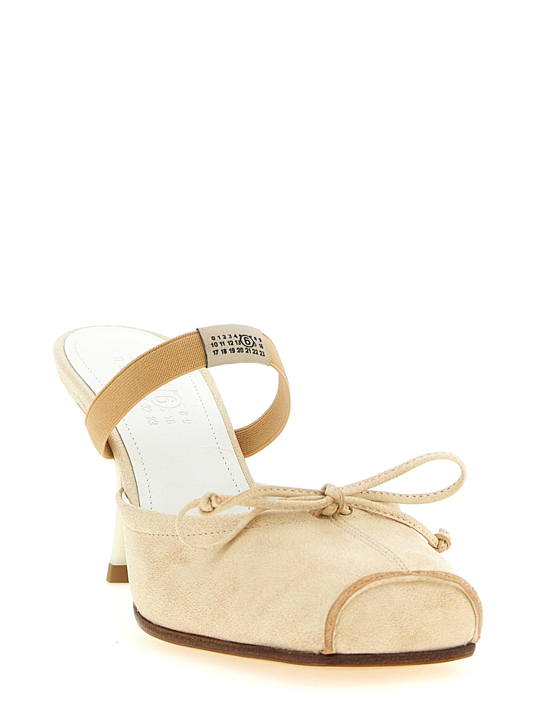 Mm6 Maison Margiela Square Toe Mules Decollete - Beige | e0abab4f25be76888fed7bbdf21aa90393781bb2
