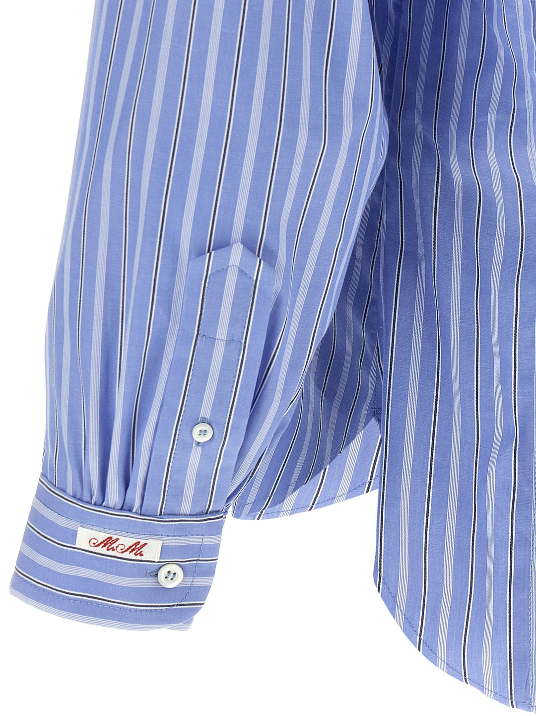 Maison Margiela Striped Cotton Shirt Camicie - Celeste | 1df2341172a5b386267dab0910c5da1009179ef0