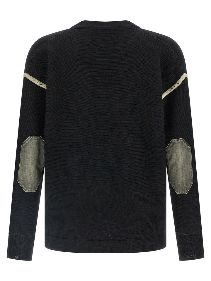 Maison Margiela Elbow Patch Cardigan Maglioni - Nero | 595ce70a1ec0aa289a4f8b41b7af0d272bb18094