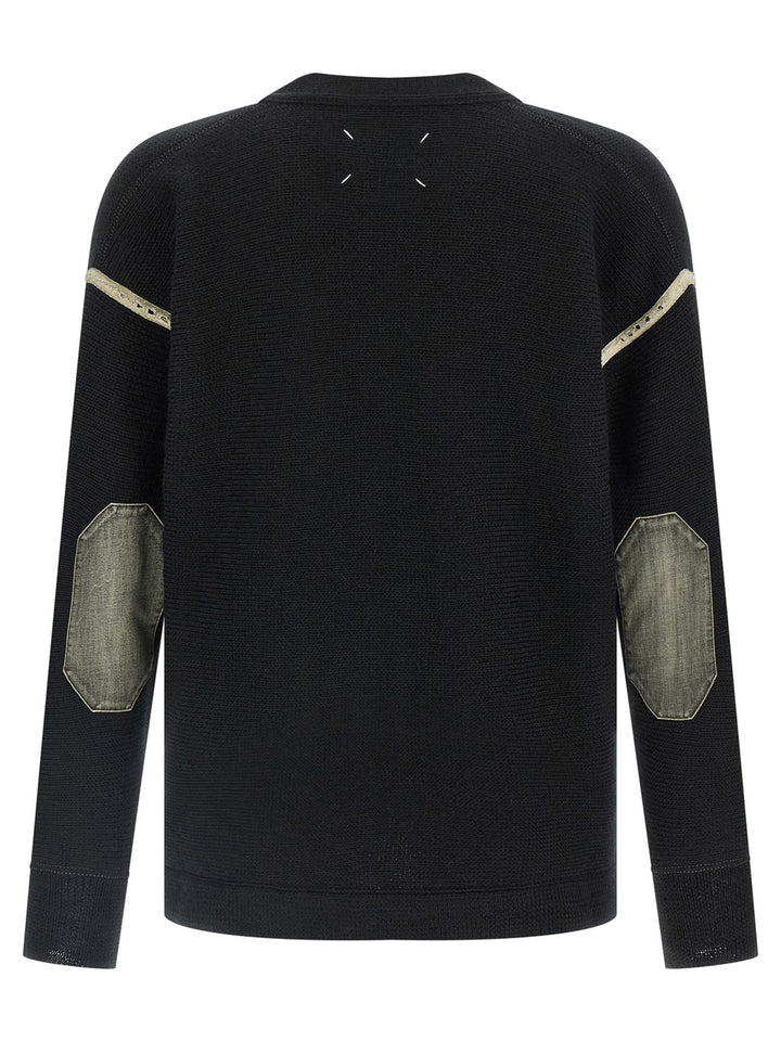 Maison Margiela Elbow Patch Cardigan Maglioni - Nero | 5483f92e2405546b12e2b80f7a1fe4ef271378c2