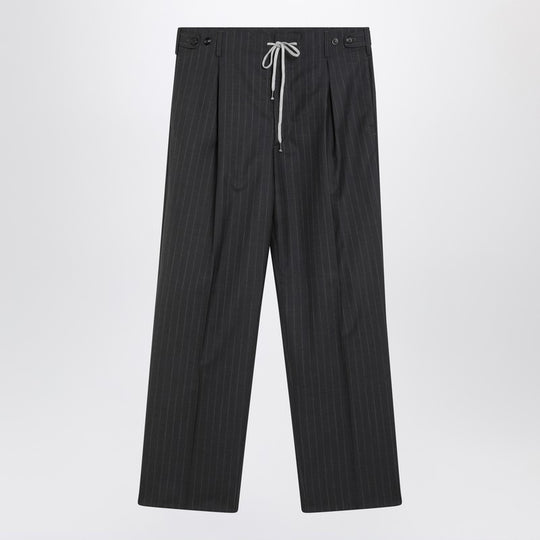 Grey Pinstripe Wool Trousers
