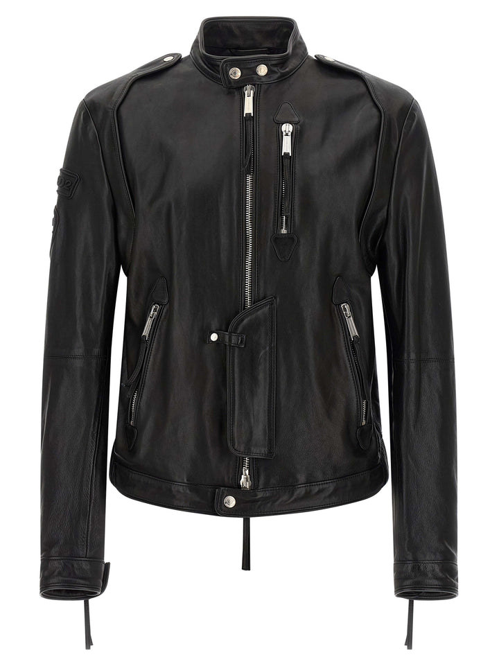 Dsquared2 Dsquared2 X Ducati Capsule Leather Jacket Puffer Jackets - Nero | 0090c0e5ff27f6d3b2e191515e24f332a5b6cfac