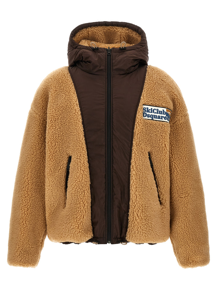 Dsquared2 Teddy Reversible Jacket With Logo Patch Puffer Jackets - Marrone | 6c10ae21f6fa130a79bb8fa37d516c96b259ba71