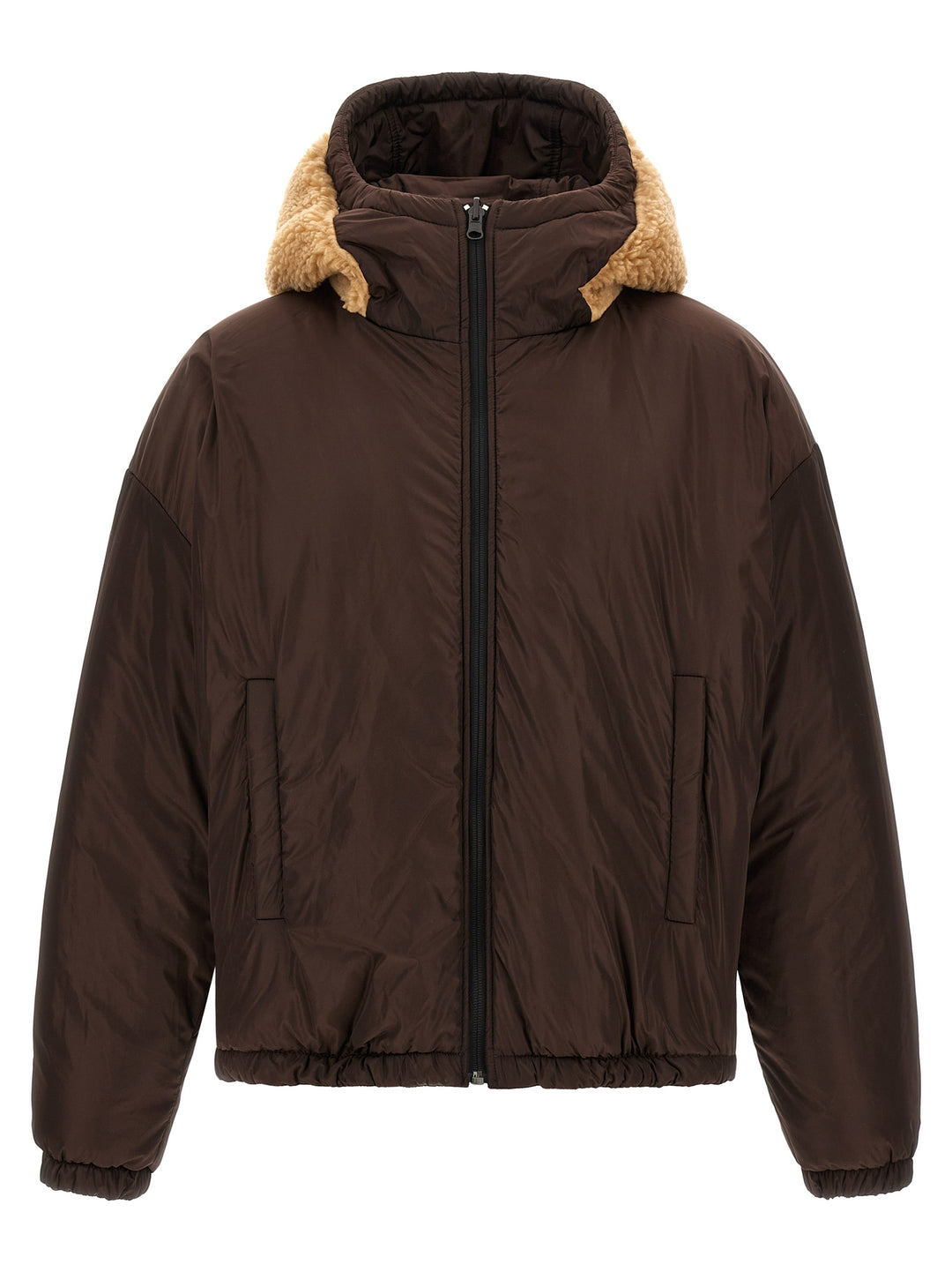 Dsquared2 Teddy Reversible Jacket With Logo Patch Puffer Jackets - Marrone | bc085f2ca373ab3b3670ead541caa5702d3388ba