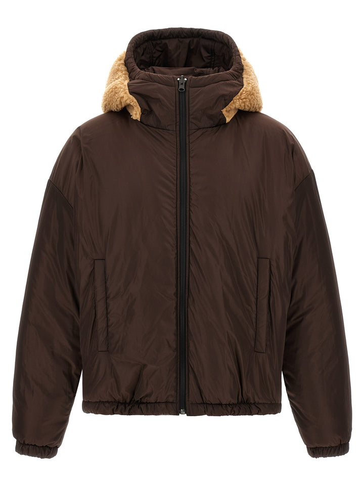 Dsquared2 Teddy Reversible Jacket With Logo Patch Puffer Jackets - Marrone | bc085f2ca373ab3b3670ead541caa5702d3388ba