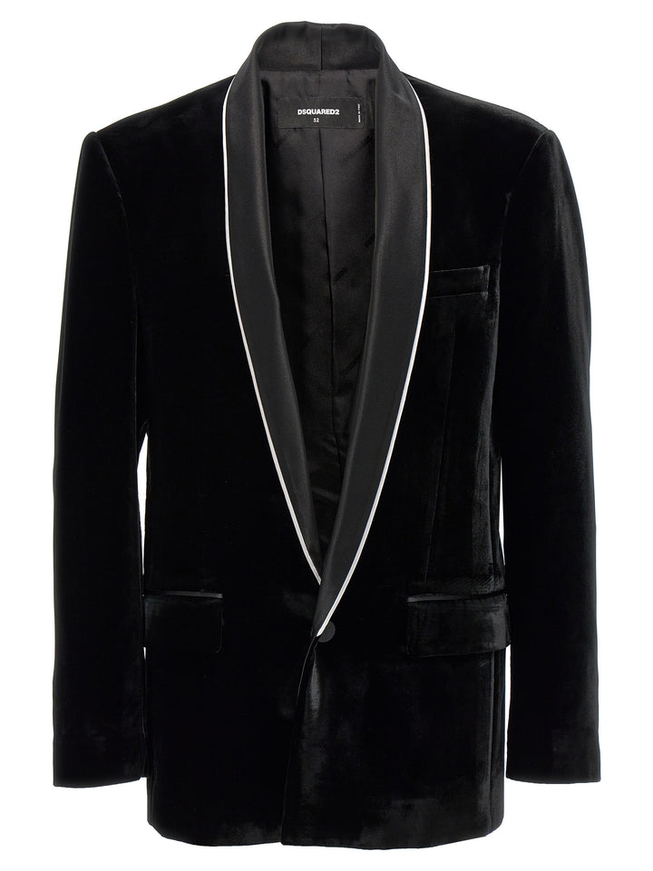 Dsquared2 Velvet Sexy Palm Beach Blazer - Nero | eac910942e864f8f1318c36d15ff262c5622a1a7