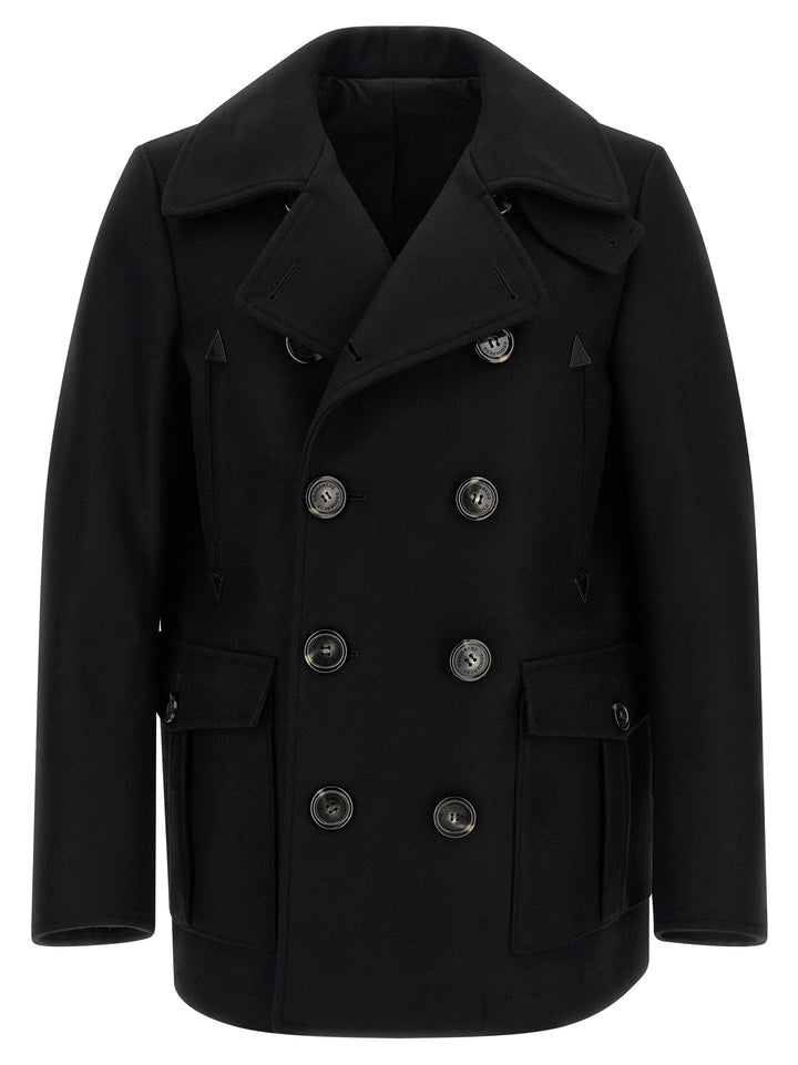 Dsquared2 Double-Breasted Coat Trench e Impermeabili - Nero | f25a5d809f8a6a3e7ad56b3427d397374a9b4b6e
