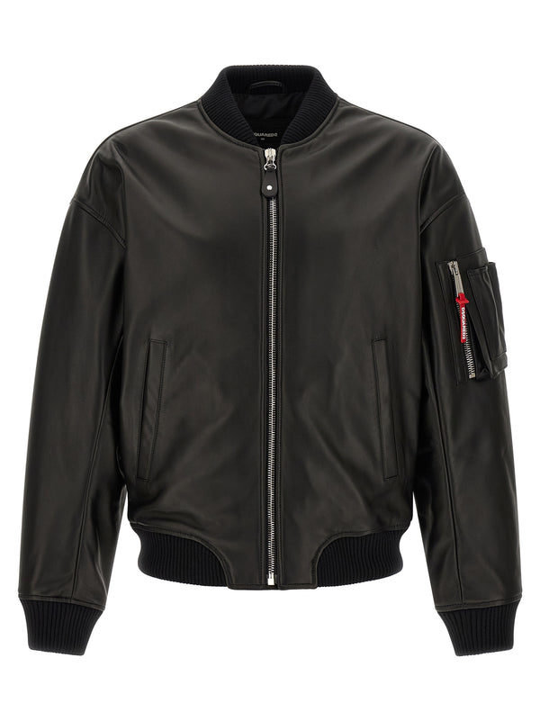Leather Bomber Jacket Puffer Jackets Nero