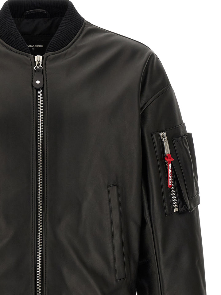 Dsquared2 Leather Bomber Jacket Puffer Jackets - Nero | d1b2e40124a631f6d0506bb7c295625779388b1a