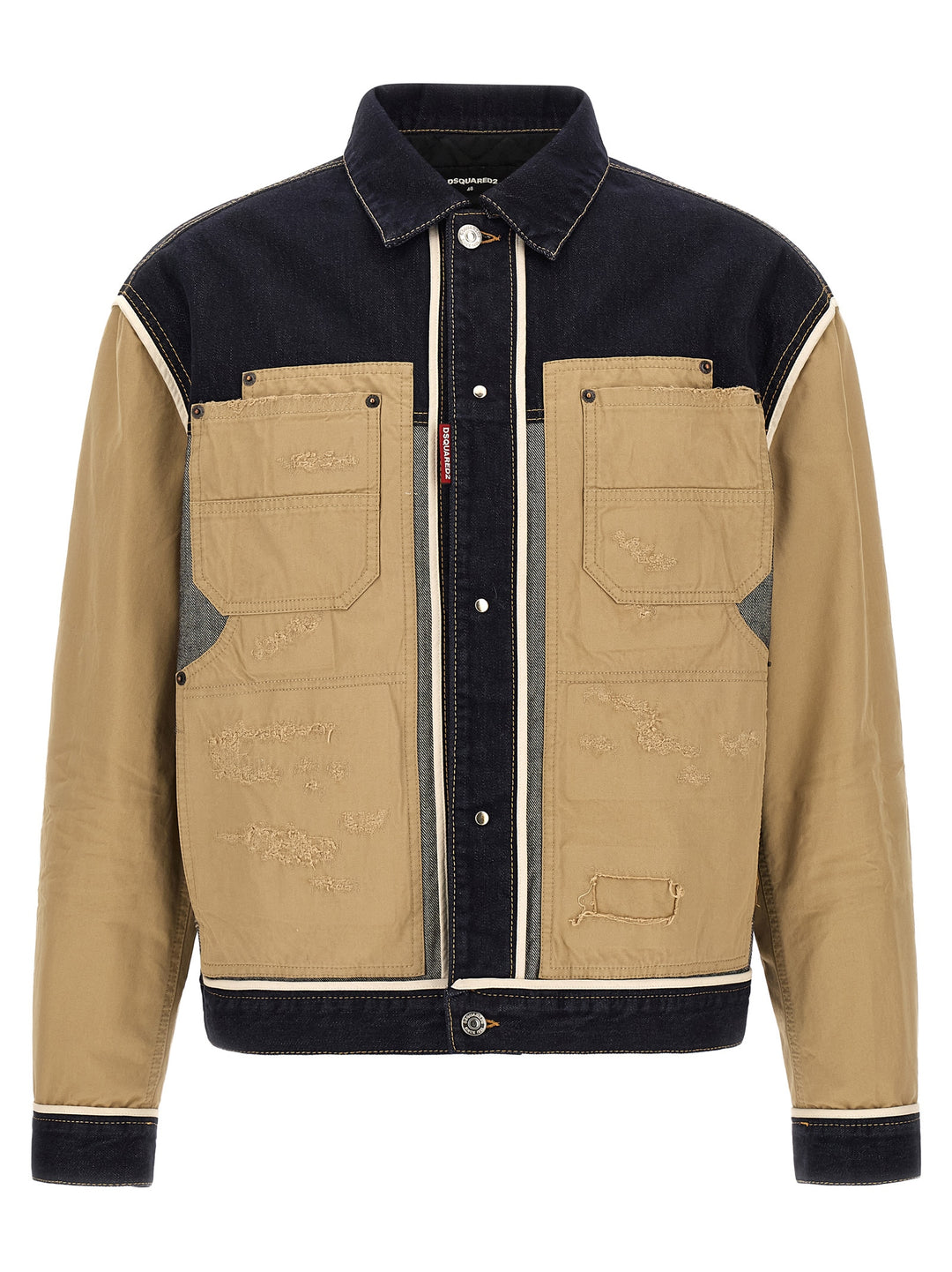 Dsquared2 Two-Material Denim Jacket Puffer Jackets - Beige | ae45c151c9fd1304ba4ae5b2d9b455ca794ab34c