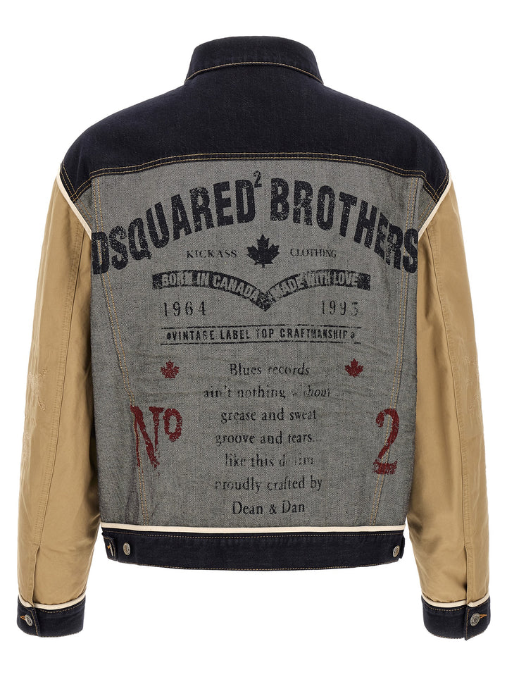 Dsquared2 Two-Material Denim Jacket Puffer Jackets - Beige | da1b9358763f75b1fcc052379509d22da5395a62