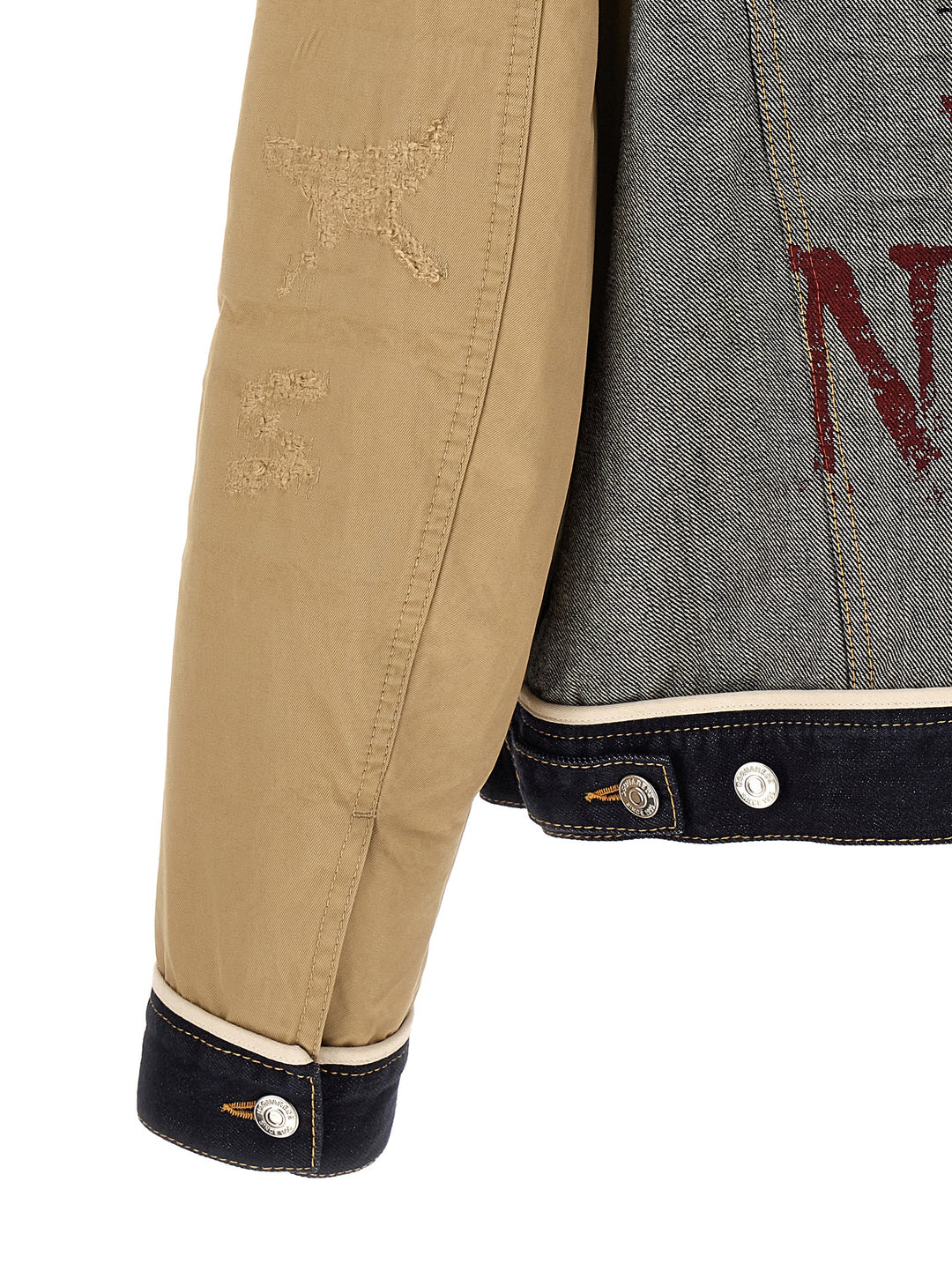 Dsquared2 Two-Material Denim Jacket Puffer Jackets - Beige | 706307cc02de3af28b870c82fc803069912ad30f