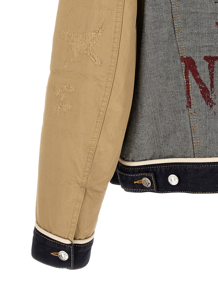 Dsquared2 Two-Material Denim Jacket Puffer Jackets - Beige | 706307cc02de3af28b870c82fc803069912ad30f