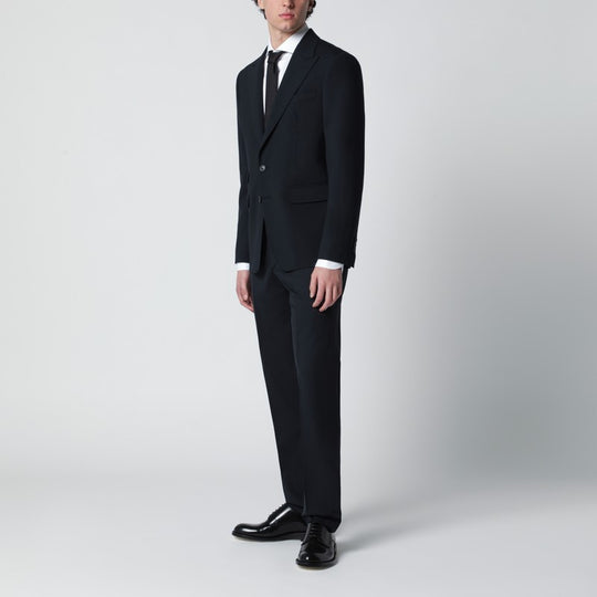 Navy Blue Single-Breasted Suit In Wool Blend