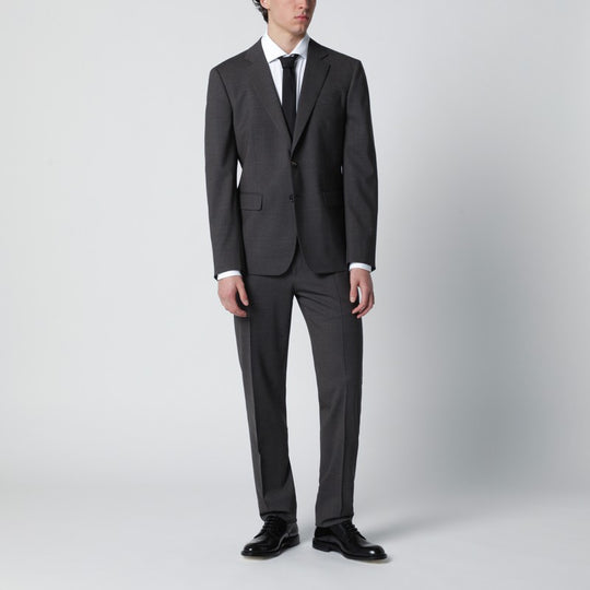 Grey Single-Breasted Suit In Wool Blend