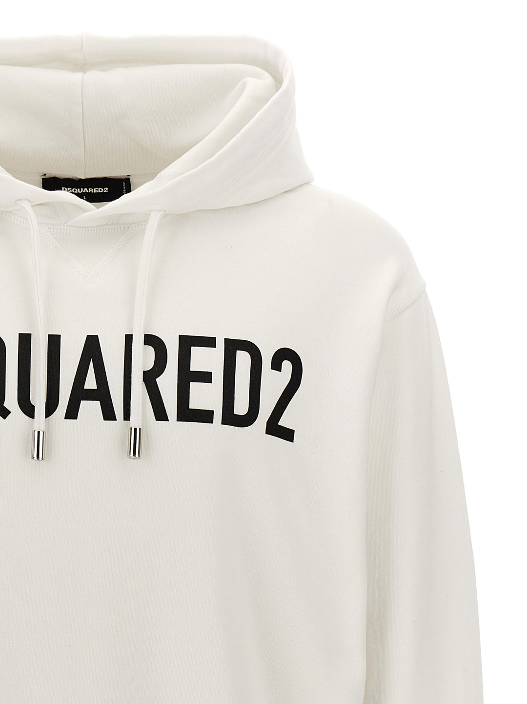 Dsquared2 Logo Print Hoodie Felpe - Bianco/Nero | 963ab9727faa7ec7099af0d801b06a8a3165c623