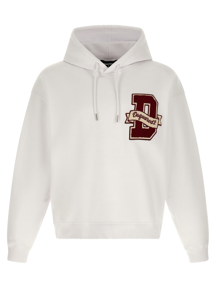 Dsquared2 Logo Patch Hoodie Felpe - Bianco | 2d1f70769328da66296e7db379ced9f1f395d03d