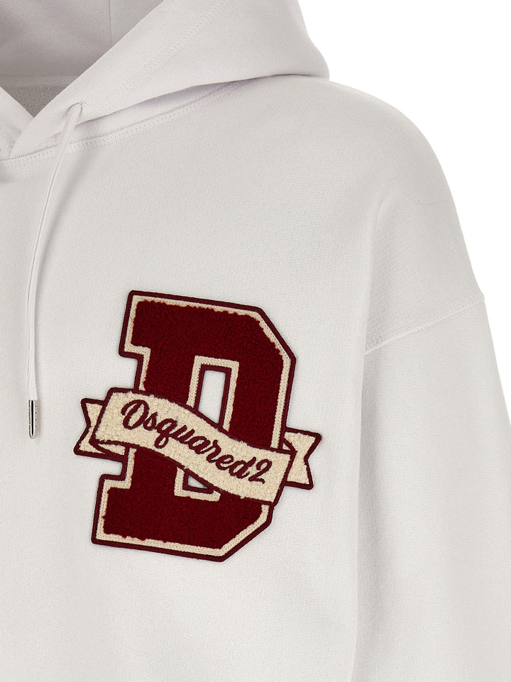 Dsquared2 Logo Patch Hoodie Felpe - Bianco | 695f47f4db76f78d58d815aea46e551a99741431