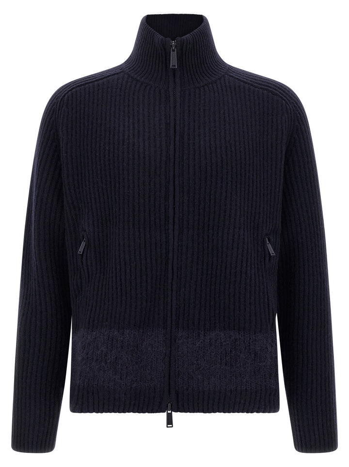Dsquared2 Carded Wool Insert Cardigan Maglioni - Blu | 088bc862acafe0883217824545d4ccef671234cc