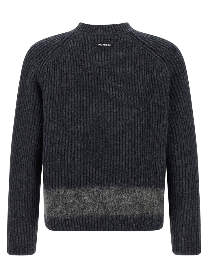Dsquared2 Carded Wool Insert Sweater Maglioni - Grigio | 1f6f9d12cc215383399383184319950edfb62794